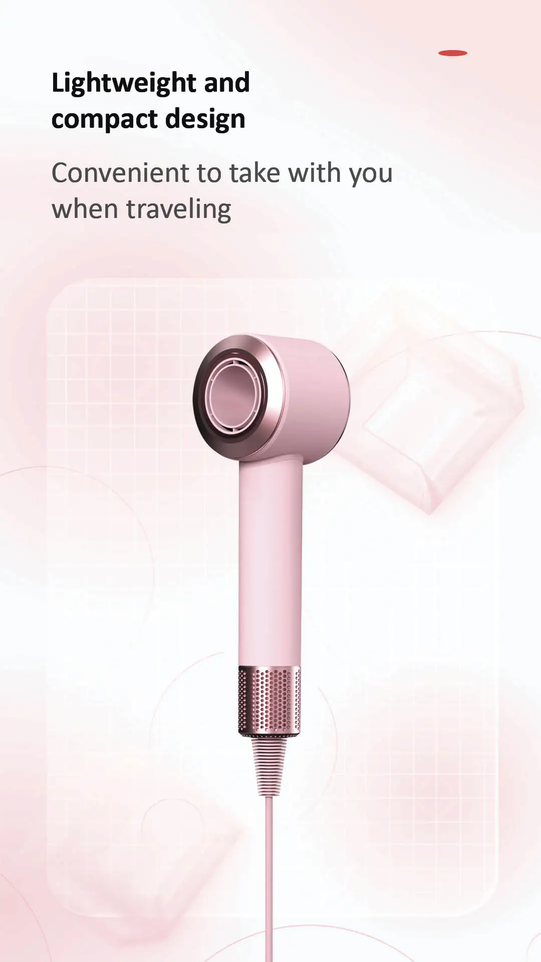The Daiwall G5 hair dryer's lightweight and compact design makes it the perfect travel companion.